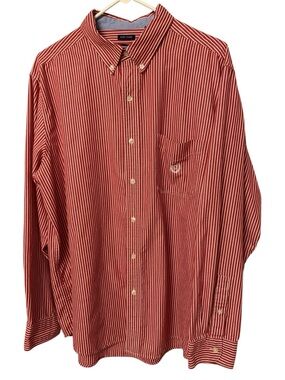 Chaps Red and White Striped Button-Down Shirt XL Very Soft